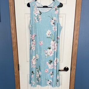Elegant Floral Midi Dress in Blue